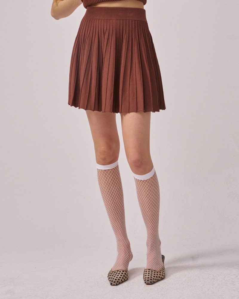 [TC22SSKN02BR] 22SS RICH CABLE KNIT SKIRT [BROWN]