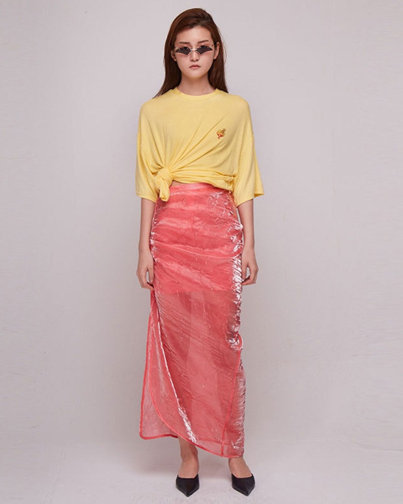 [BC18SSSK06PK] Wrinkle Shirring Skirt [PINK]