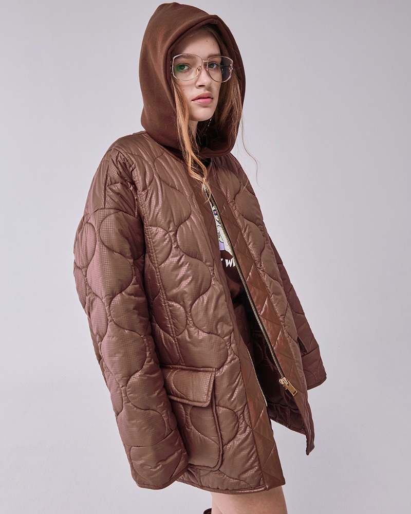 FOUR BEAUTY QUILTING JACKET_BROWN